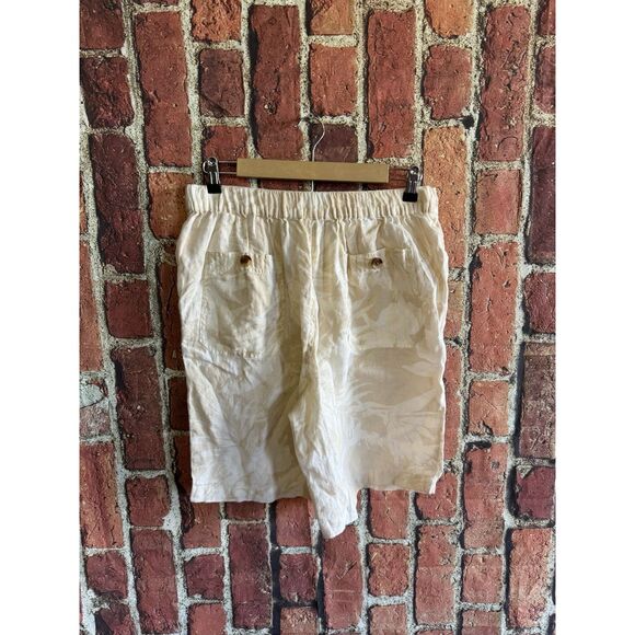 Linen Club Room Mens White Floral Pattern Shorts w/ Drawstring Size Medium - Picture 2 of 3